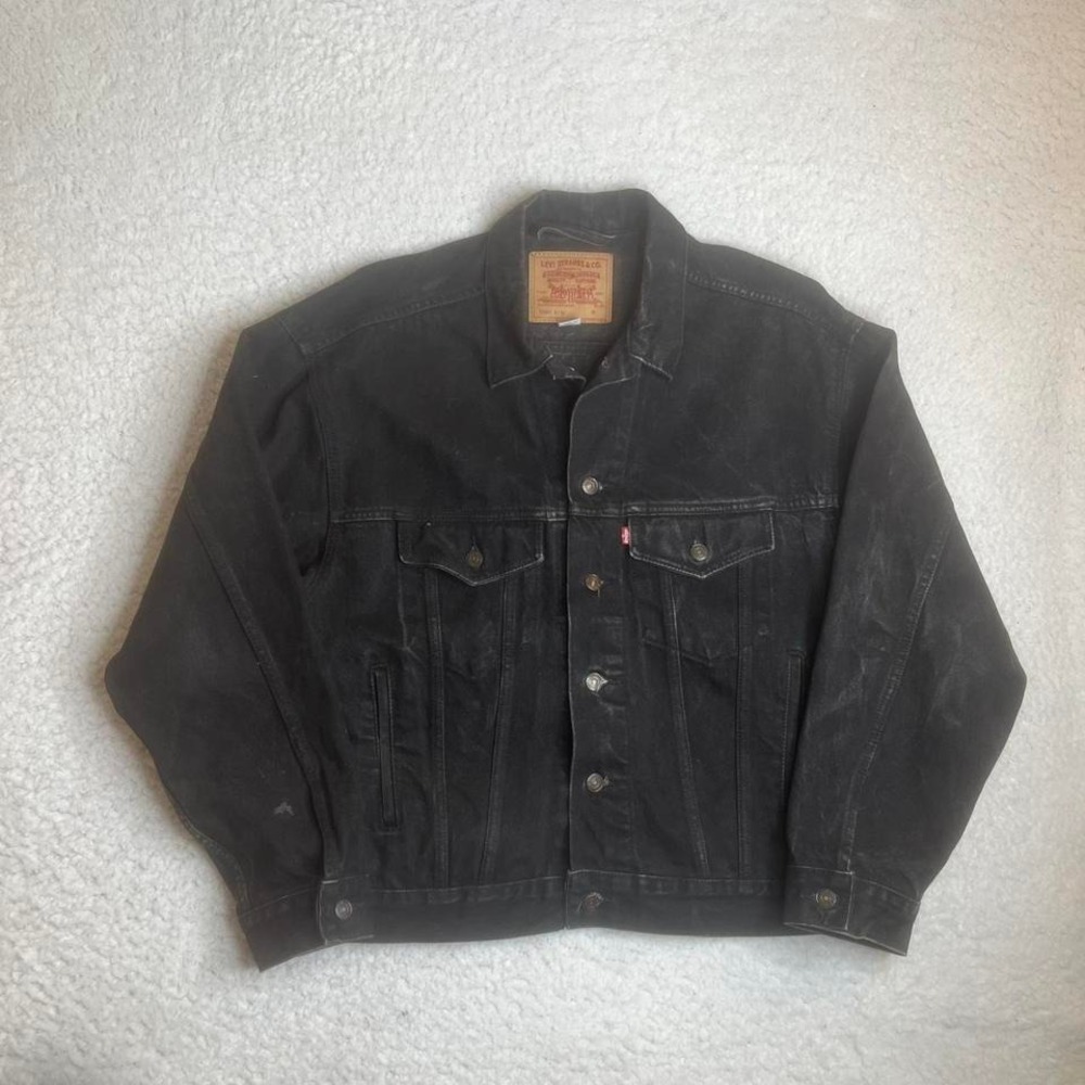 Vintage Levi's 507 men's black denim trucker bomber jacket 70507 4159 xl